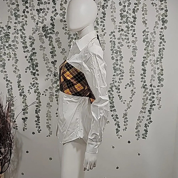 NEW Petersyn x Revolve Monroe Tartan Plaid Overlay Long Sleeve Blouse Womens S - Picture 4 of 9